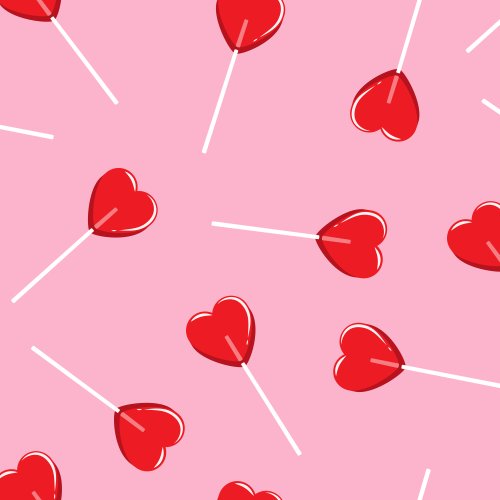 Heart Suckers tossed on a pink background