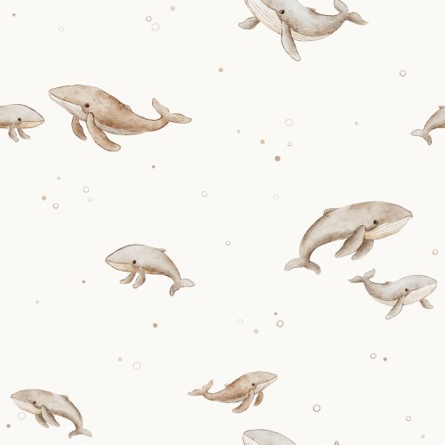 Hand drawn humpback whales.