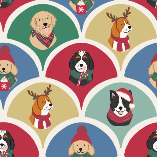 christmas dog fabric