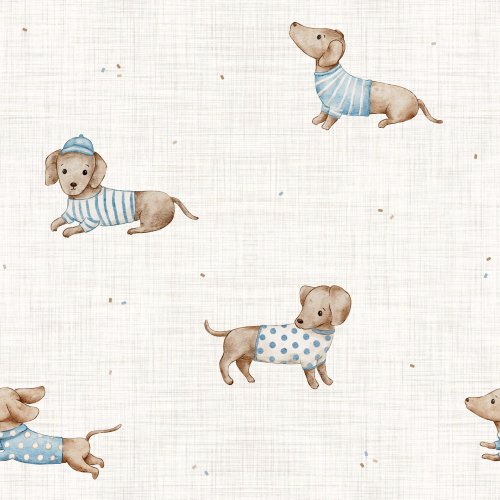 Dachshund with blue pullover. Hand drawn.