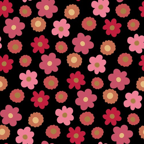 pink flowers on a black background