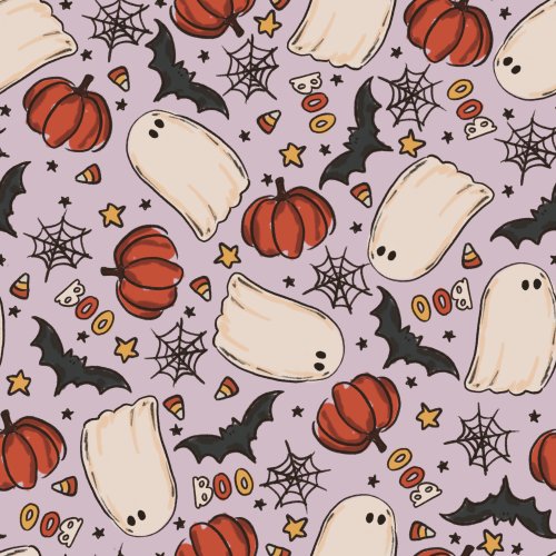 ghosts on purple background