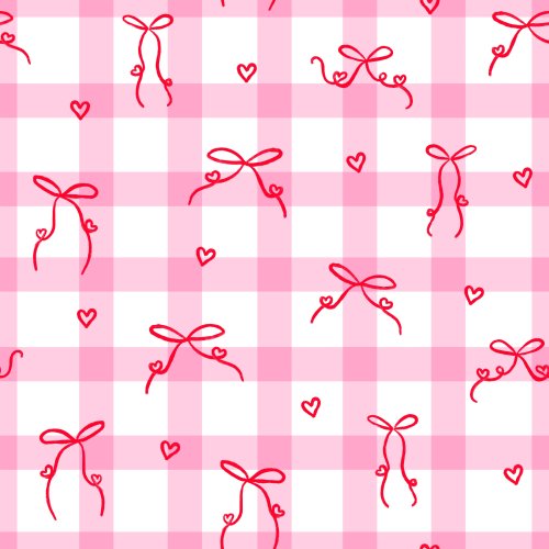 pink and white gingham with red valentine's day bows