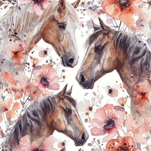 realistic floral horses with blush pink flowers