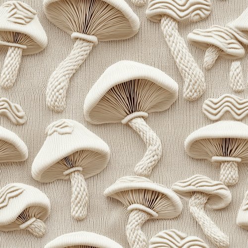 embroidery 3D mushrooms