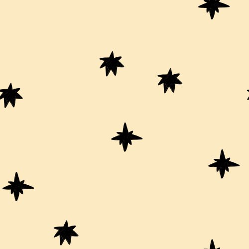 Coordinating Halloween pattern for kids. Features quirky stars in black, on a pink, cream, black or green background.