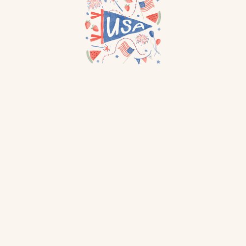 Panel design with watercolor vintage USA pennant and surrounding 4th of July motifs