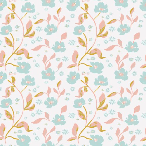 hand painted floral stripes on white for Bless The Lord quilt kit