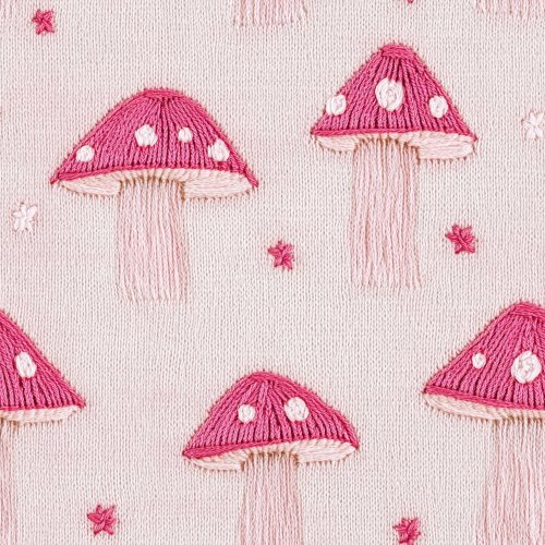 pink knitted mushrooms