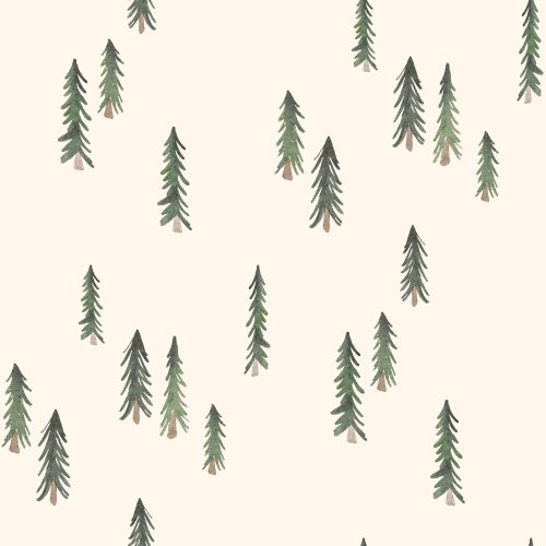 Watercolor pine trees on a solid muted background. 