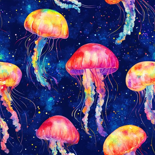 colorful neon jelly fish