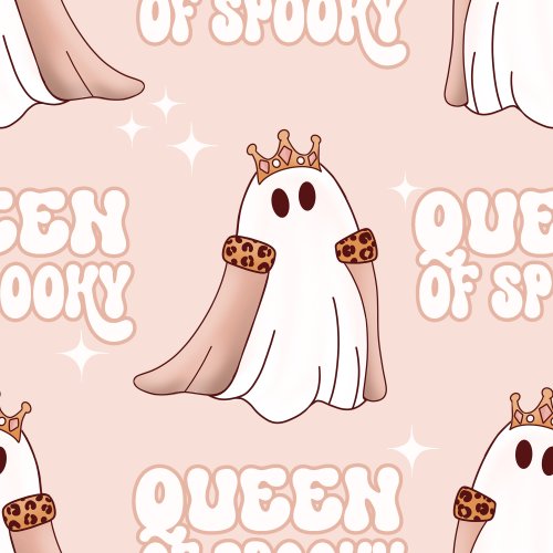 ghost with halloween text "queen of spooky"
