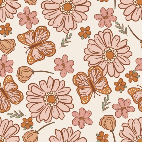 blush pink floral with butterflies