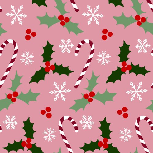 Christmas elements on a pink background