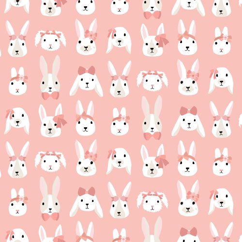 bunnies with hair bows on pink background