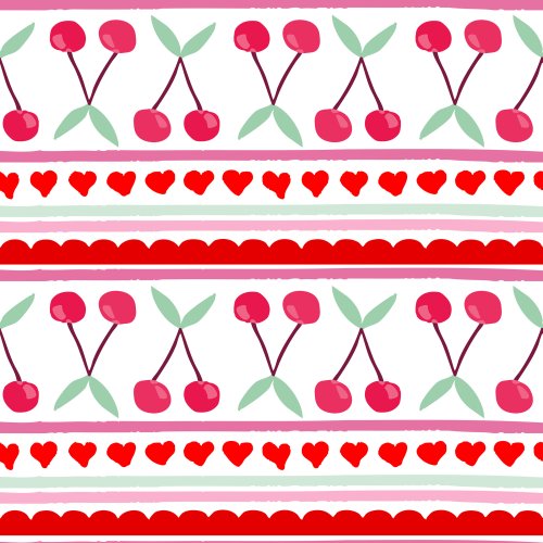 Cherry Berry Summer Cherry Heart Stripes