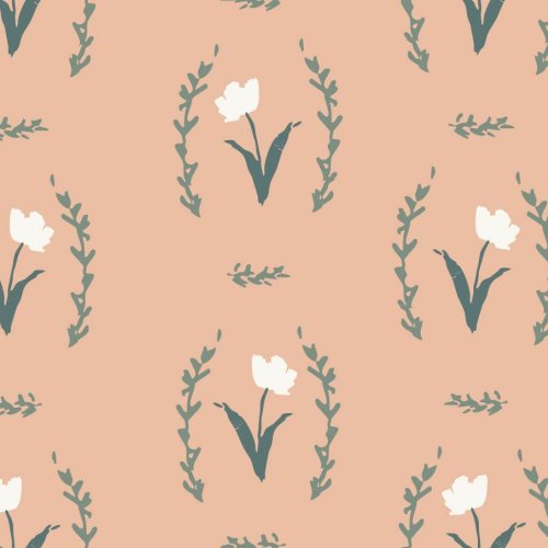 white and peach floral design