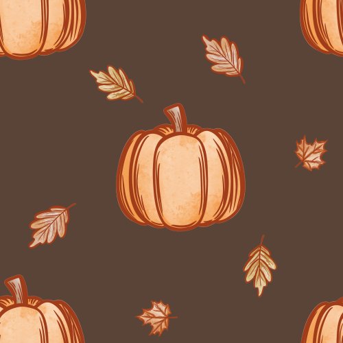 fall pumpkins and leaves on brown background