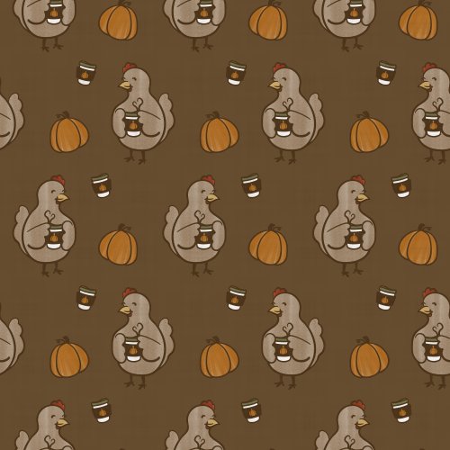 hens holding pumpkin spice lattes
