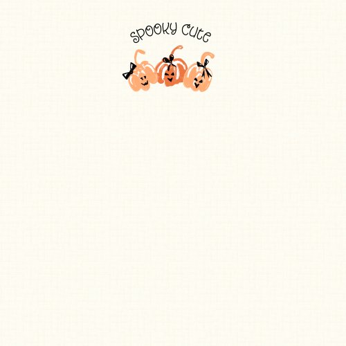 Retro Halloween Panel Spooky Cute Jack O Lantern Pumpkins with Preppy Bows In Orange on textured cream background