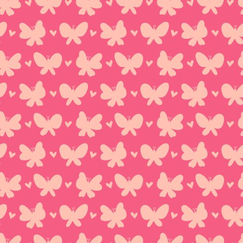 cream silhouettes of butterflies on a pink background