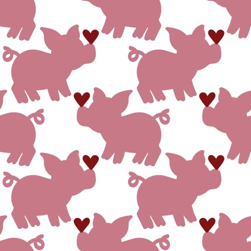 pink pig with red heart balancing on nose