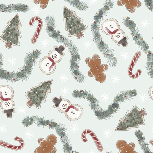 snowman, gingerbread and christmas tree design