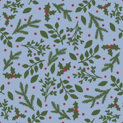 Christmas greenery on a blue background