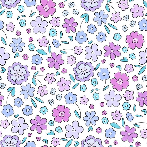 Whimsical doodle florals in shades of Purple