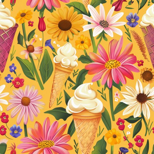 ice cream cones in flower garden