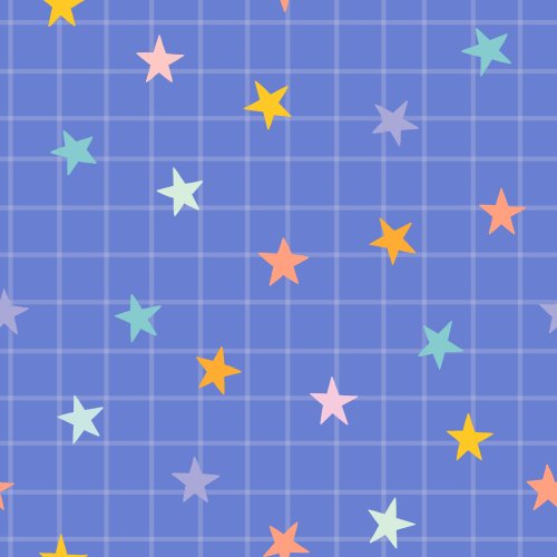 colorful stars on gingham background