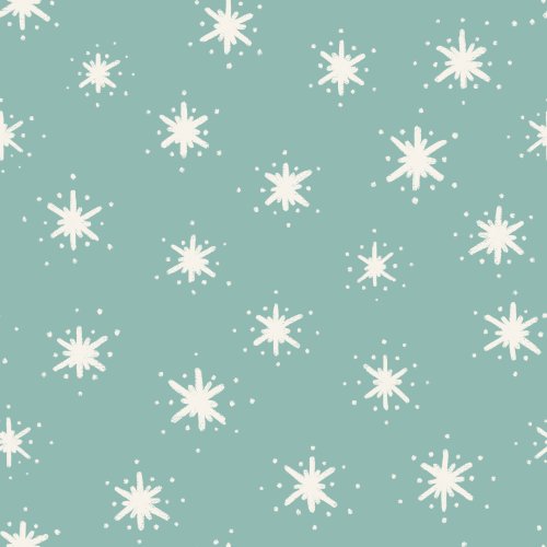 Hand Drawn Scattered snowflakes in a multidirectional blender print