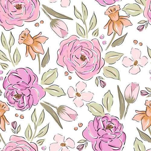 Spring floral fabric design