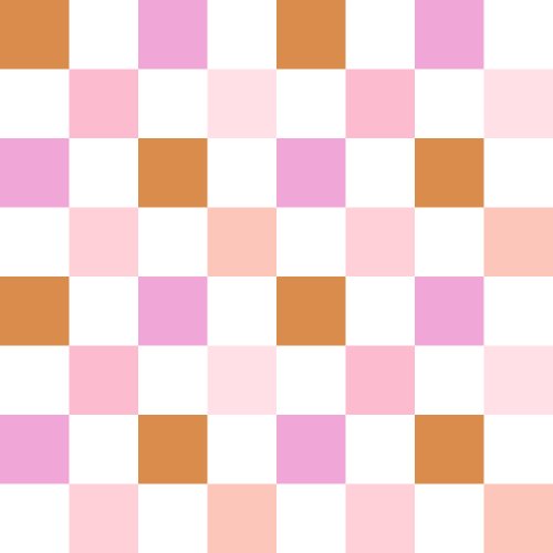 Fabric design with checkers in blush pink, tan and neutral tones