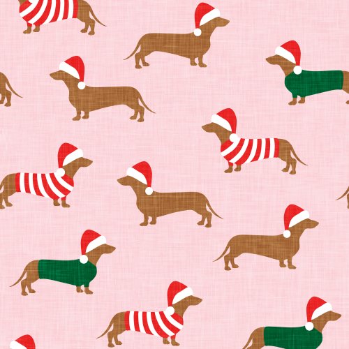 Christmas Dachshunds on pink background