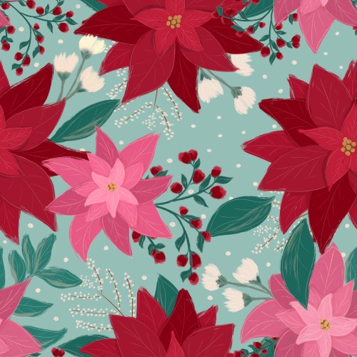 Painted Poinsettias in red and pink