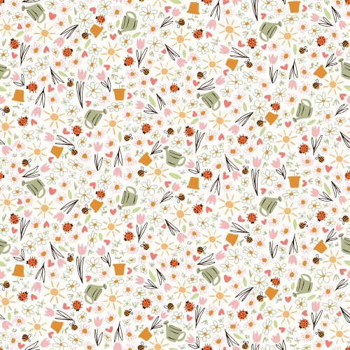 playful and cute non-directional pattern design with scattered spring motives