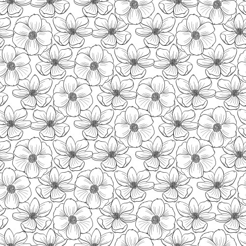 line art Christmas flowers on a white background