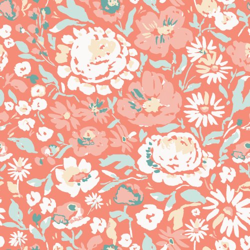 abstract floral hero print on pink background for Bless The Lord quilt kit