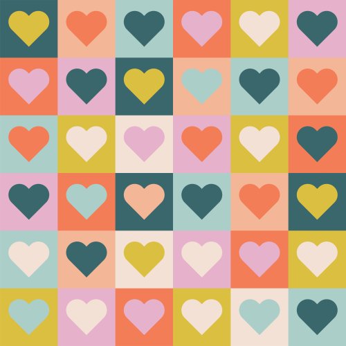 pop art hearts in boldly colored squares