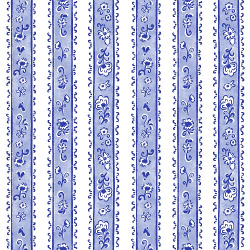 chinoiserie porcelain inspired floral watercolor vertical stripe 