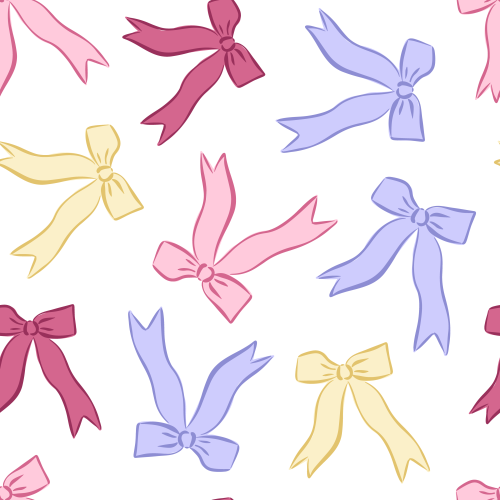 Tossed bows in various colours, ribbons, hair bows