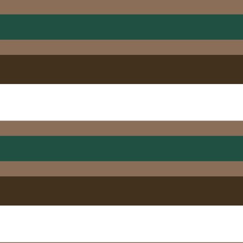 brown, tan, white, green horizontal stripes