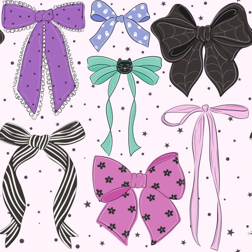 Halloween themed bows in various styles and colors 