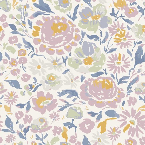 A beautiful handpainted collection of abstract pastel florals on cream