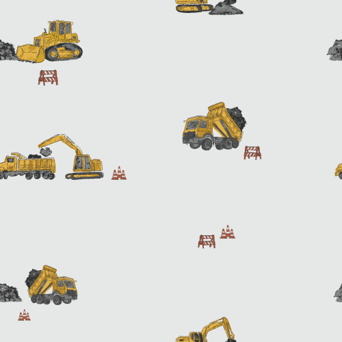 construction trucks and construction cones