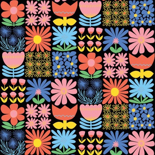bold florals in checker design