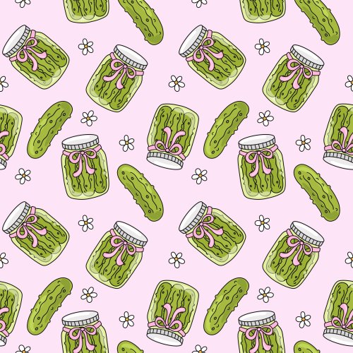 jars of pickles and bows on pink background