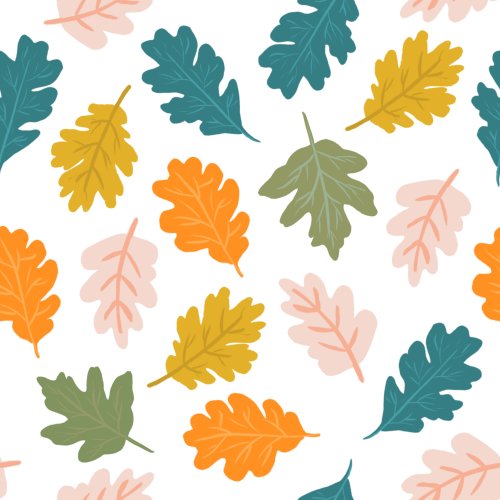 green teal and orange fall leaves