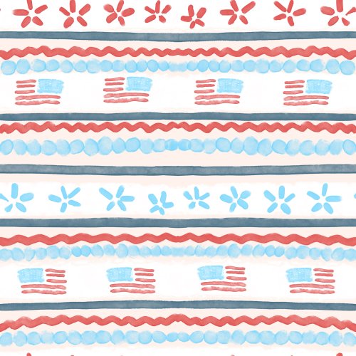 patriotic watercolor horizontal stripe with flags and stars on white background